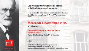 Cérémonie d’achèvement de la traduction des Œuvres complètes de Freud du 4 novembre 2015