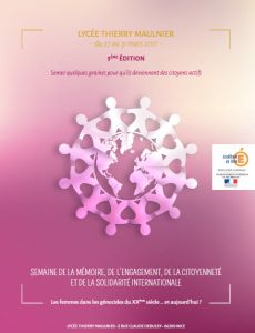 3e Semaine de la mémoire : les femmes dans les génocides du XXe siècle… et aujourd’hui ? Lycée Thierry Maulnier du lundi 27 au vendredi 31 mars 2017 à Nice